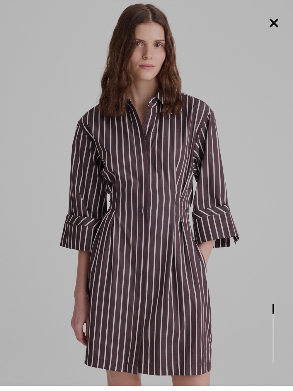 Madewell Brown and White Striped Shirt Dress